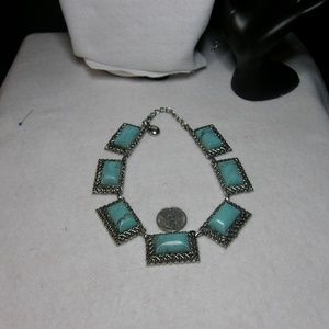 faux turquoise and silver choker